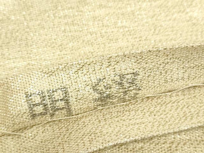 平和屋着物▼明綴　太鼓柄袋帯　プラチナ箔　道長花文　金糸　正絹　逸品　DABJ1775az