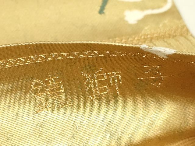 平和屋着物▼太鼓柄袋帯　塗金引箔　鏡獅子　正絹　逸品　DABJ1805az