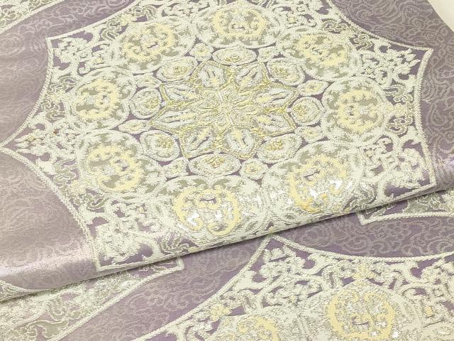 平和屋着物▼西陣　六通柄袋帯　正倉院花文　金銀糸　正絹　逸品　DABJ1807az