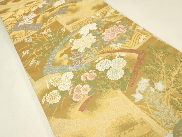 平和屋着物▼六通柄袋帯　琳派百選　朱雀　金糸　正絹　逸品　DABJ1808az