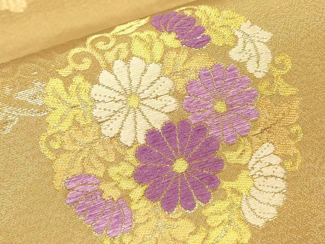 平和屋着物▼西陣　京の名門　じゅらく謹製　帝王紫　六通柄袋帯　鳳凰花丸文　金糸　正絹　逸品　DABJ1816az