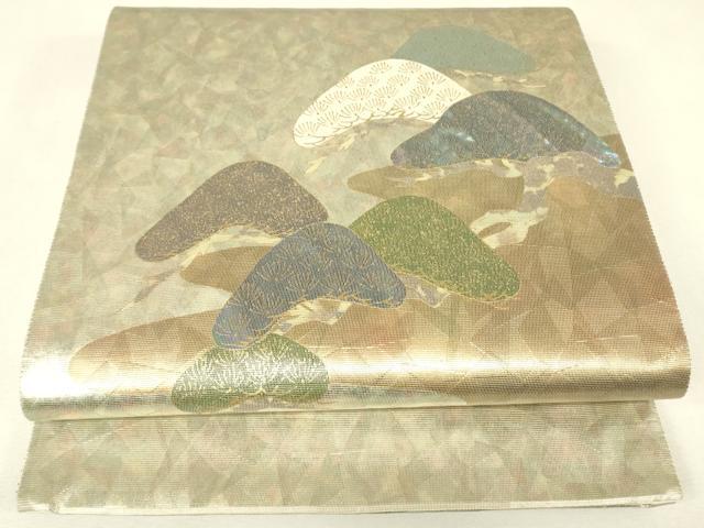 平和屋着物▼太鼓柄袋帯　螺鈿箔　老松文　金彩　正絹　逸品　DABJ1819az