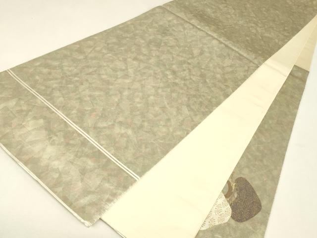 平和屋着物▼太鼓柄袋帯　螺鈿箔　老松文　金彩　正絹　逸品　DABJ1819az