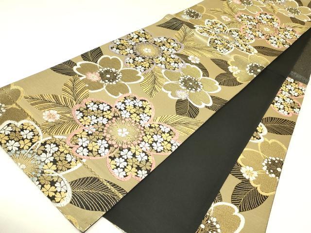 平和屋着物▼六通柄袋帯　舞桜文　金糸　正絹　逸品　DABJ1823az
