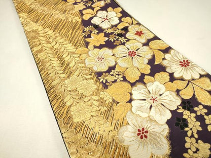 平和屋着物▼六通柄袋帯　辻が花　金銀糸　正絹　逸品　DABJ1824az