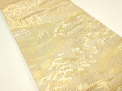 平和屋本店▼佐賀錦　六通柄袋帯　都の四季　貮拾四金九百錦　正絹　逸品　DABJ1829az