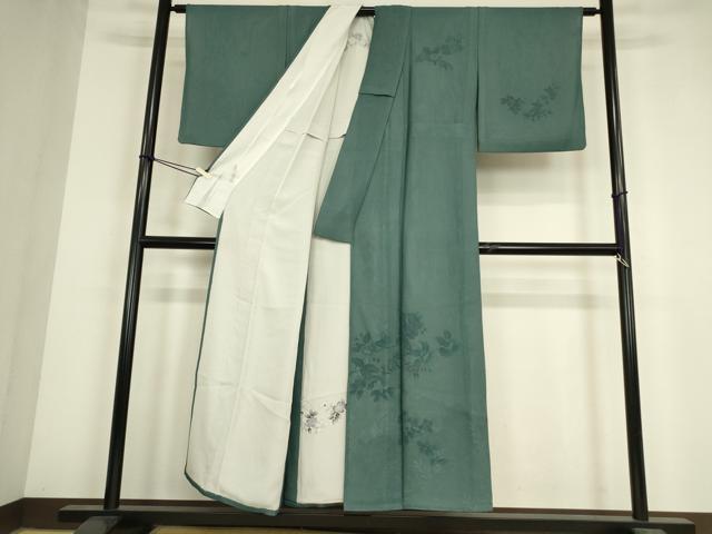 平和屋着物▽訪問着　無双　紗袷　紗×絽　草花文　銀彩　正絹　逸品　DABJ1831az