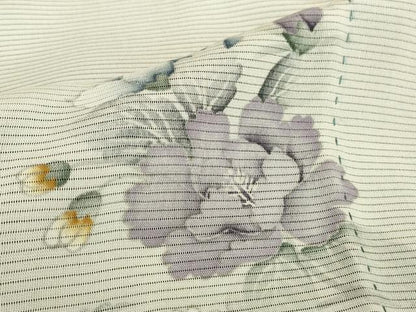 平和屋着物▽訪問着　無双　紗袷　紗×絽　草花文　銀彩　正絹　逸品　DABJ1831az