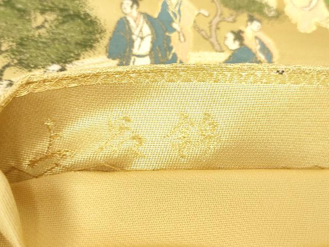 平和屋着物▼六通柄袋帯　上品錦　雲取り人物風景文　金糸　正絹　逸品　DABJ1905az