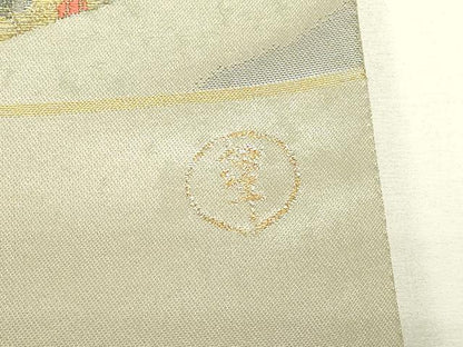 平和屋着物▼西陣　浅田叡一謹製　六通柄袋帯　作家物　琳派秋草図の世界　金糸　証紙付き　正絹　逸品　DABJ1914az