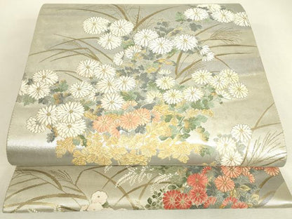 平和屋着物▼西陣　浅田叡一謹製　六通柄袋帯　作家物　琳派秋草図の世界　金糸　証紙付き　正絹　逸品　DABJ1914az