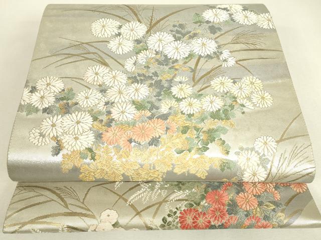 平和屋着物▼西陣　浅田叡一謹製　六通柄袋帯　作家物　琳派秋草図の世界　金糸　証紙付き　正絹　逸品　DABJ1914az