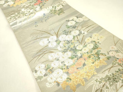 平和屋着物▼西陣　浅田叡一謹製　六通柄袋帯　作家物　琳派秋草図の世界　金糸　証紙付き　正絹　逸品　DABJ1914az