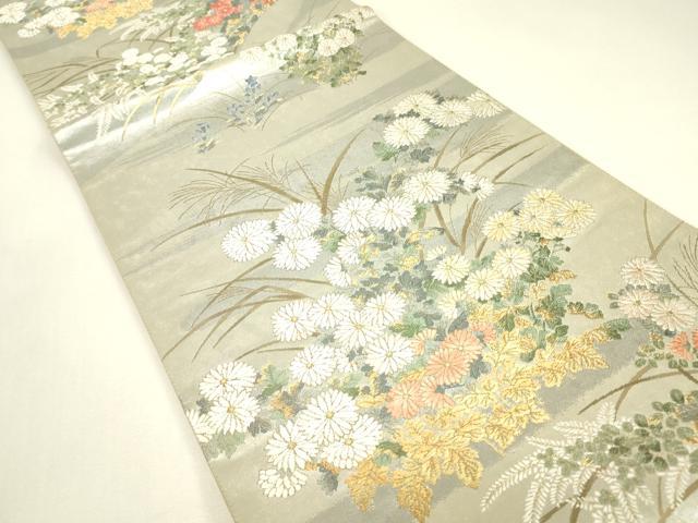 平和屋着物▼西陣　浅田叡一謹製　六通柄袋帯　作家物　琳派秋草図の世界　金糸　証紙付き　正絹　逸品　DABJ1914az