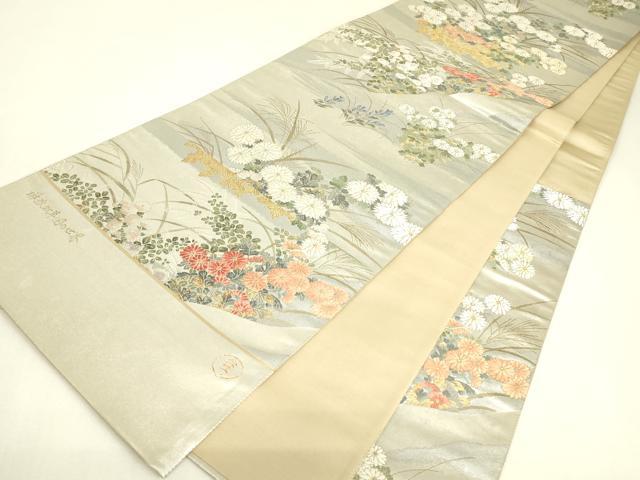 平和屋着物▼西陣　浅田叡一謹製　六通柄袋帯　作家物　琳派秋草図の世界　金糸　証紙付き　正絹　逸品　DABJ1914az
