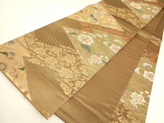 平和屋着物▼六通柄袋帯　天平松皮菱文　金糸　正絹　逸品　DABJ1919az