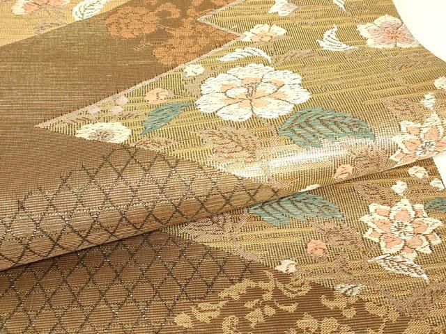 平和屋着物▼六通柄袋帯　天平松皮菱文　金糸　正絹　逸品　DABJ1919az