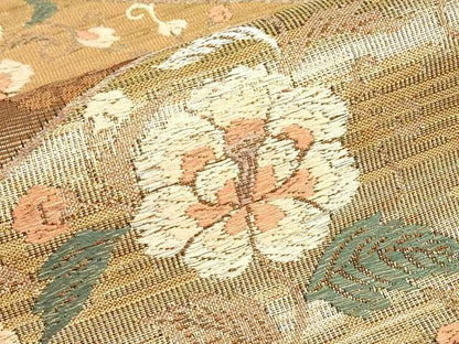 平和屋着物▼六通柄袋帯　天平松皮菱文　金糸　正絹　逸品　DABJ1919az
