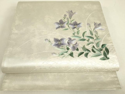 平和屋着物▼総刺繍　太鼓柄袋帯　桔梗文　引箔　正絹　逸品　DABJ1922az