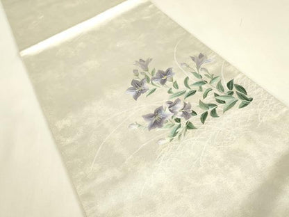 平和屋着物▼総刺繍　太鼓柄袋帯　桔梗文　引箔　正絹　逸品　DABJ1922az