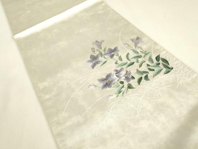 平和屋着物▼総刺繍　太鼓柄袋帯　桔梗文　引箔　正絹　逸品　DABJ1922az