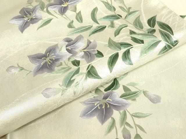 平和屋着物▼総刺繍　太鼓柄袋帯　桔梗文　引箔　正絹　逸品　DABJ1922az