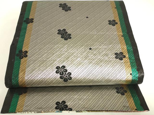 平和屋着物▼両面　六通柄袋帯　草花文　金銀糸　正絹　逸品　DABJ1930az