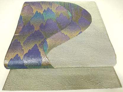 平和屋着物▼太鼓柄袋帯　切嵌め　霞樹林文　金糸　正絹　逸品　DABJ1940az