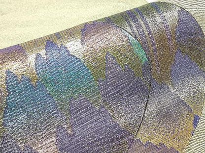 平和屋着物▼太鼓柄袋帯　切嵌め　霞樹林文　金糸　正絹　逸品　DABJ1940az