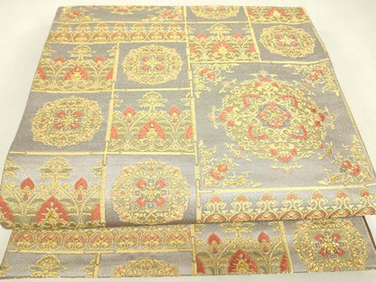平和屋着物▼六通柄袋帯　正倉院花文　金糸　正絹　逸品　DABJ1944az