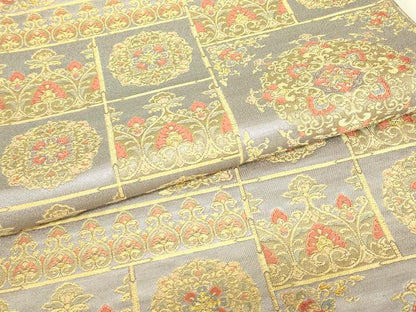平和屋着物▼六通柄袋帯　正倉院花文　金糸　正絹　逸品　DABJ1944az