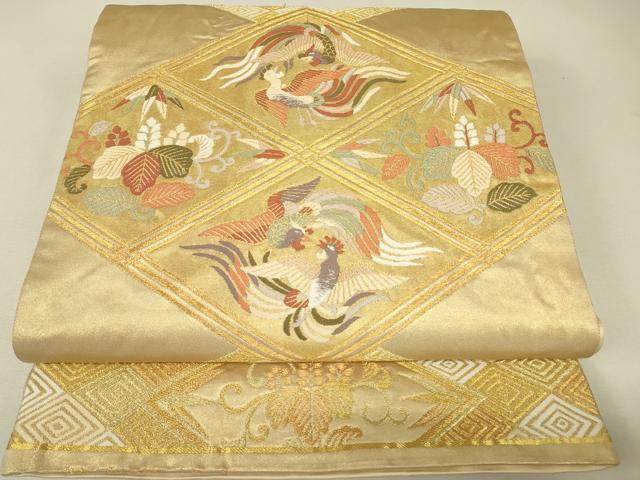 平和屋着物▼六通柄袋帯　舞楽菱献上　金糸　正絹　逸品　DABJ1951az