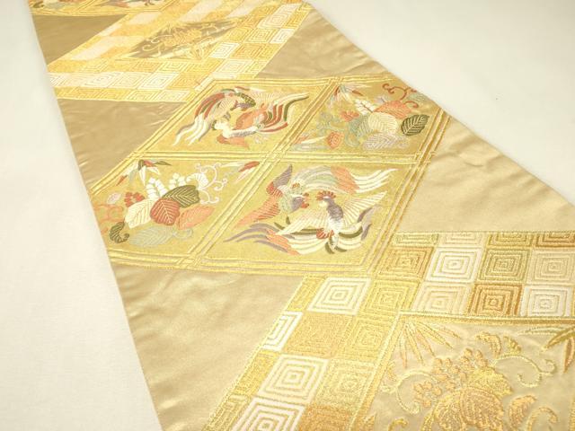 平和屋着物▼六通柄袋帯　舞楽菱献上　金糸　正絹　逸品　DABJ1951az