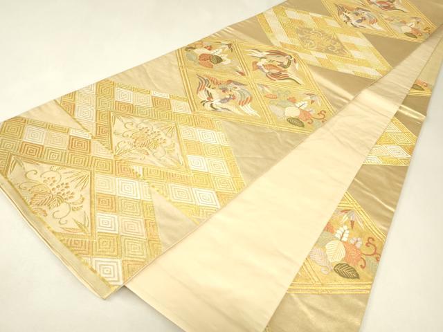 平和屋着物▼六通柄袋帯　舞楽菱献上　金糸　正絹　逸品　DABJ1951az