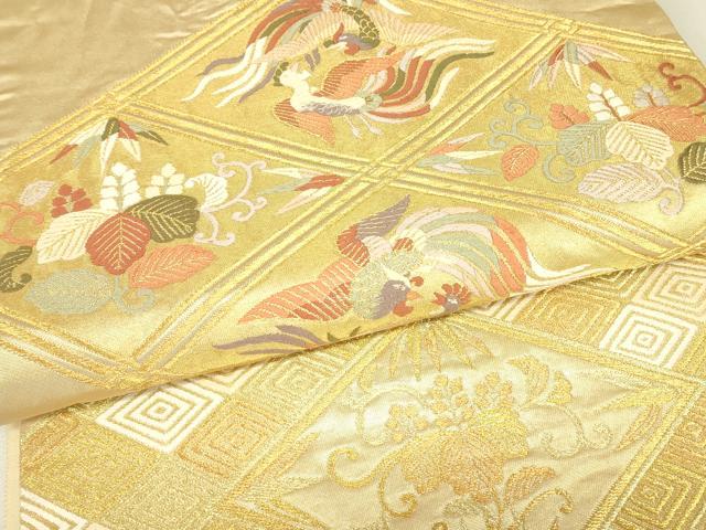 平和屋着物▼六通柄袋帯　舞楽菱献上　金糸　正絹　逸品　DABJ1951az