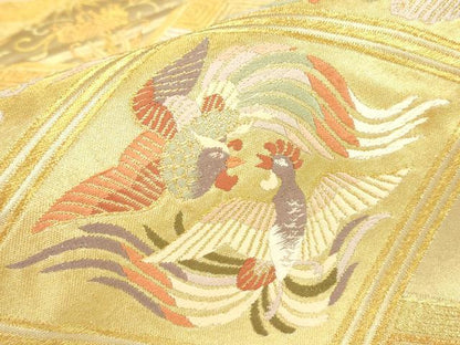 平和屋着物▼六通柄袋帯　舞楽菱献上　金糸　正絹　逸品　DABJ1951az