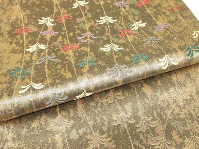 平和屋着物▼六通柄袋帯　唐織　枝垂れ花文　金糸　引箔　正絹　逸品　DABJ1952az