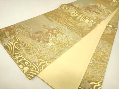 平和屋着物▼六通柄袋帯　琳派　宗達　松島図　金糸　正絹　逸品　DABJ1953az