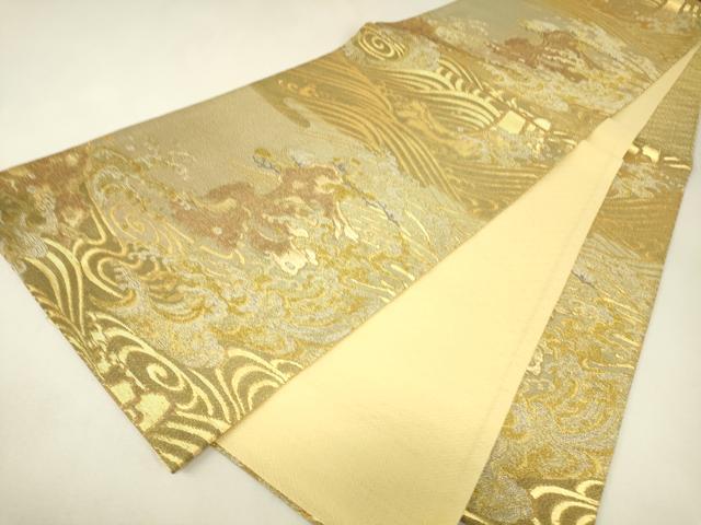 平和屋着物▼六通柄袋帯　琳派　宗達　松島図　金糸　正絹　逸品　DABJ1953az