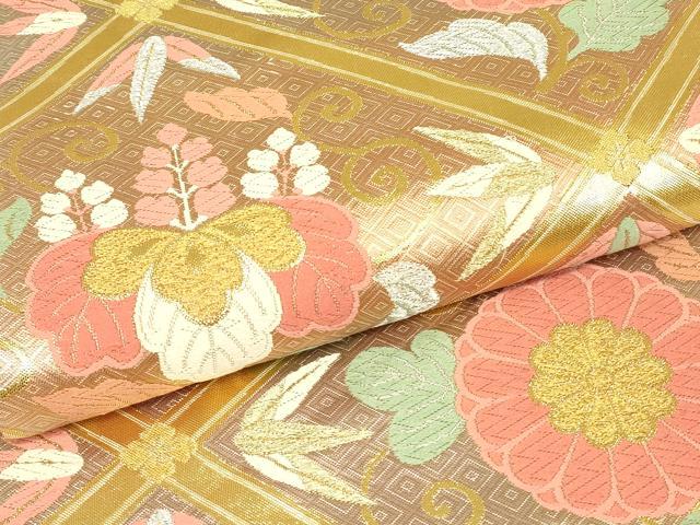 平和屋着物▼佐賀錦　六通柄袋帯　唐織　桐菊文　金銀糸　正絹　逸品　DABJ1962az