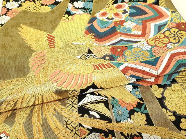 平和屋着物▼西陣　六通柄袋帯　九百織　鳳凰花毬文　金糸　引箔　証紙付き　正絹　逸品　DABJ1970az