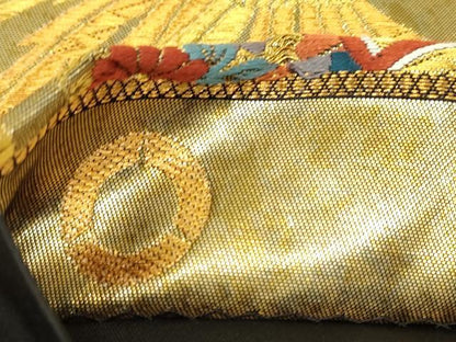 平和屋着物▼西陣　六通柄袋帯　九百織　鳳凰花毬文　金糸　引箔　証紙付き　正絹　逸品　DABJ1970az