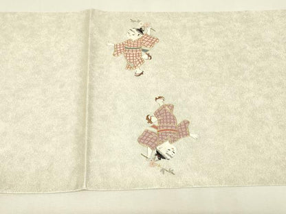 平和屋着物▼中国三大刺繍　相良刺繍　総刺繍　太鼓柄袋帯　童子遊び　金糸　引箔　正絹　逸品　DABJ1984az