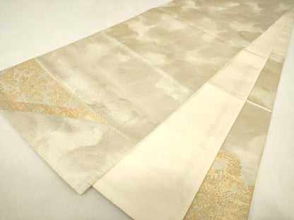 平和屋着物▼太鼓柄袋帯　フランスロココ　花手　金唐革織　金糸　正絹　逸品　DABJ1990az