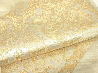 平和屋着物▼太鼓柄袋帯　フランスロココ　花手　金唐革織　金糸　正絹　逸品　DABJ1990az