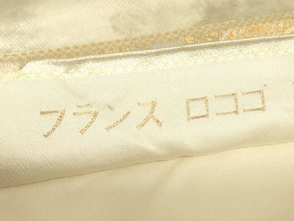 平和屋着物▼太鼓柄袋帯　フランスロココ　花手　金唐革織　金糸　正絹　逸品　DABJ1990az