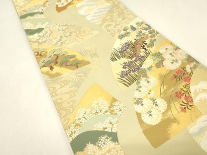 平和屋着物▼六通柄袋帯　琳派日本の美　紹巴織　金銀糸　正絹　逸品　DABJ1991az