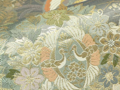 平和屋着物▼両面　六通柄袋帯　鳳凰牡丹文　金糸　正絹　逸品　DABJ1995az