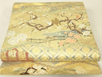 平和屋着物▼六通柄袋帯　琳派屏風図　金糸　正絹　逸品　DABJ1999az