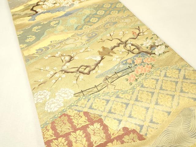 平和屋着物▼六通柄袋帯　琳派屏風図　金糸　正絹　逸品　DABJ1999az